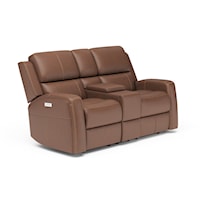 Power Reclining Console Loveseat with Power Headrests and Lumbar
