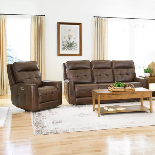 Contemporary Power Reclining Sofa and Recliner Set