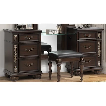Traditional Vanity with Felt-Lined Top Drawers