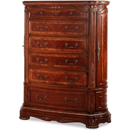 Traditional 6-Drawer Chest with Ornate Detailing