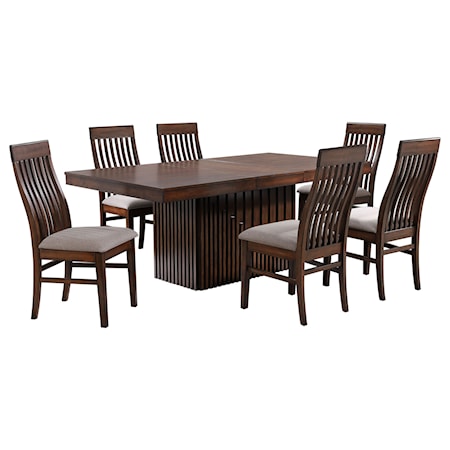 7-piece Extension Leaf Dining Table Set