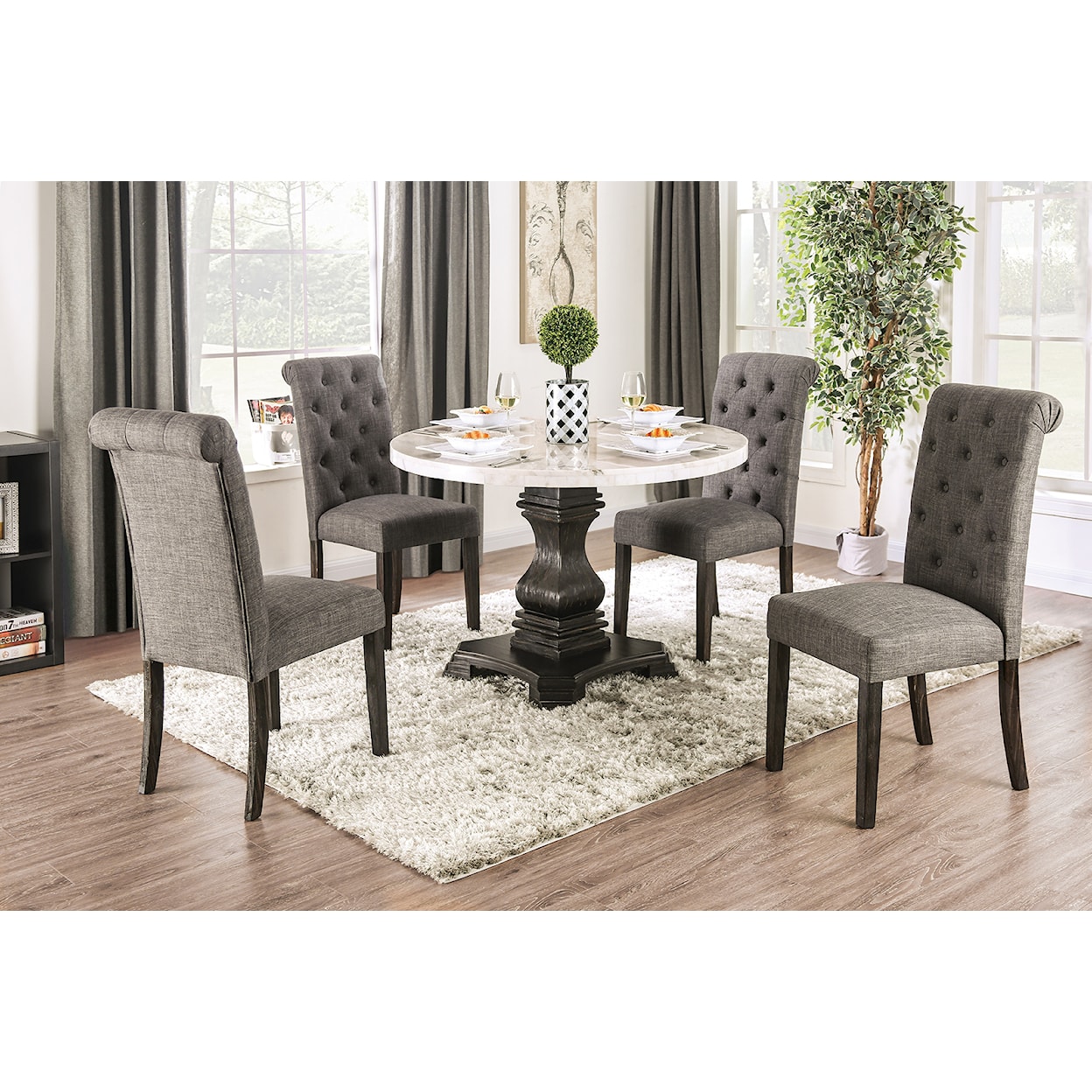 FUSA Elfredo 5 Pc. Round Dining Table Set