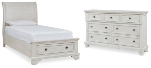 Twin Sleigh Storage Bed And Dresser