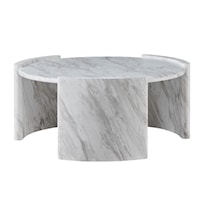 Contemporary Faux-Marble Round Cocktail Table