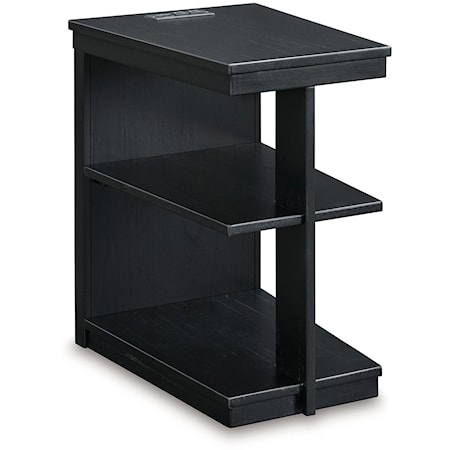 Black Chairside End Table with USB Charging