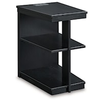 Black Chairside End Table with USB Charging