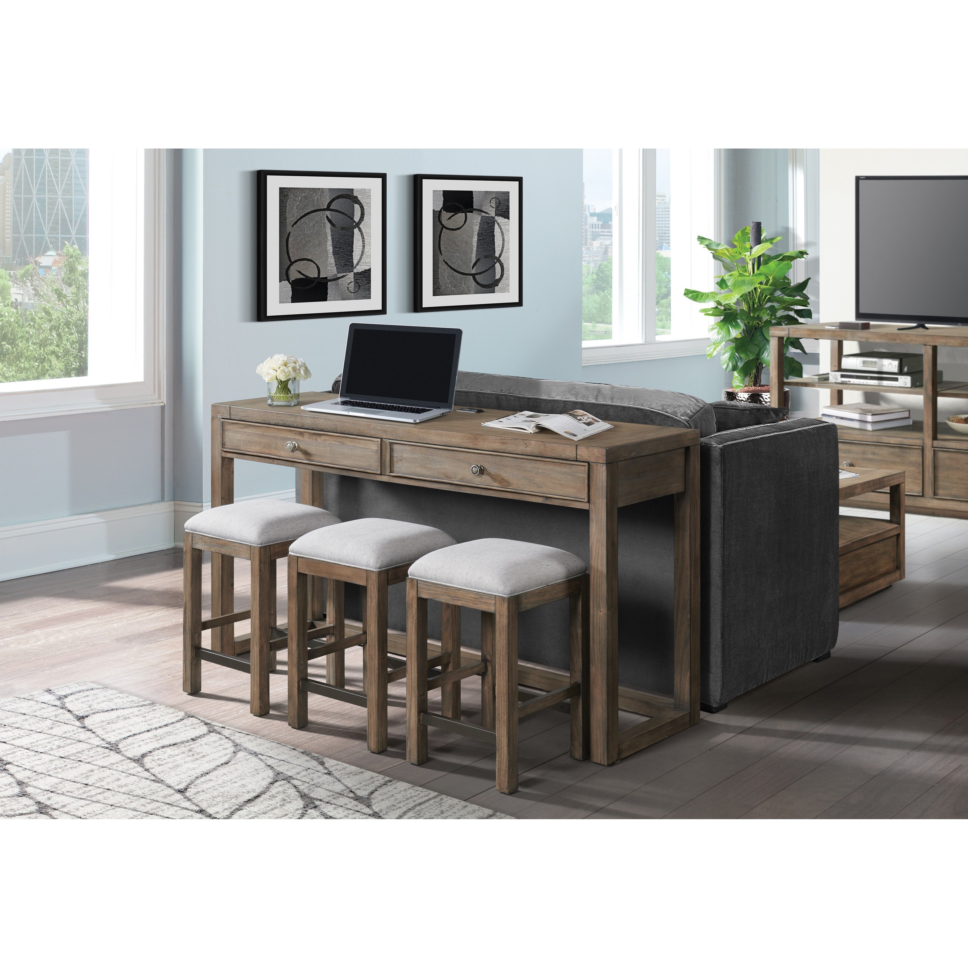 Riverside Furniture Denali Console Table with Stools