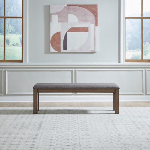 Transitional Upholstered Dining Bench with Nylon Chair Glides