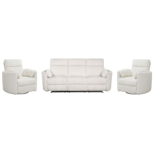 Casual Power Reclining Sofa and Two Recliners Set