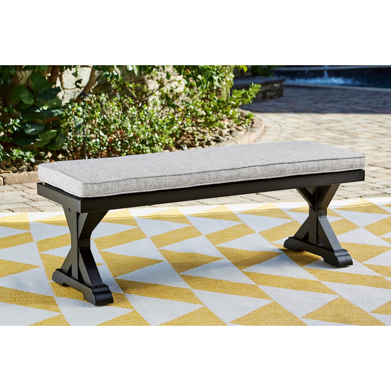 Ashley Furniture Signature Design Beachcroft Outdoor Bench with Cushion