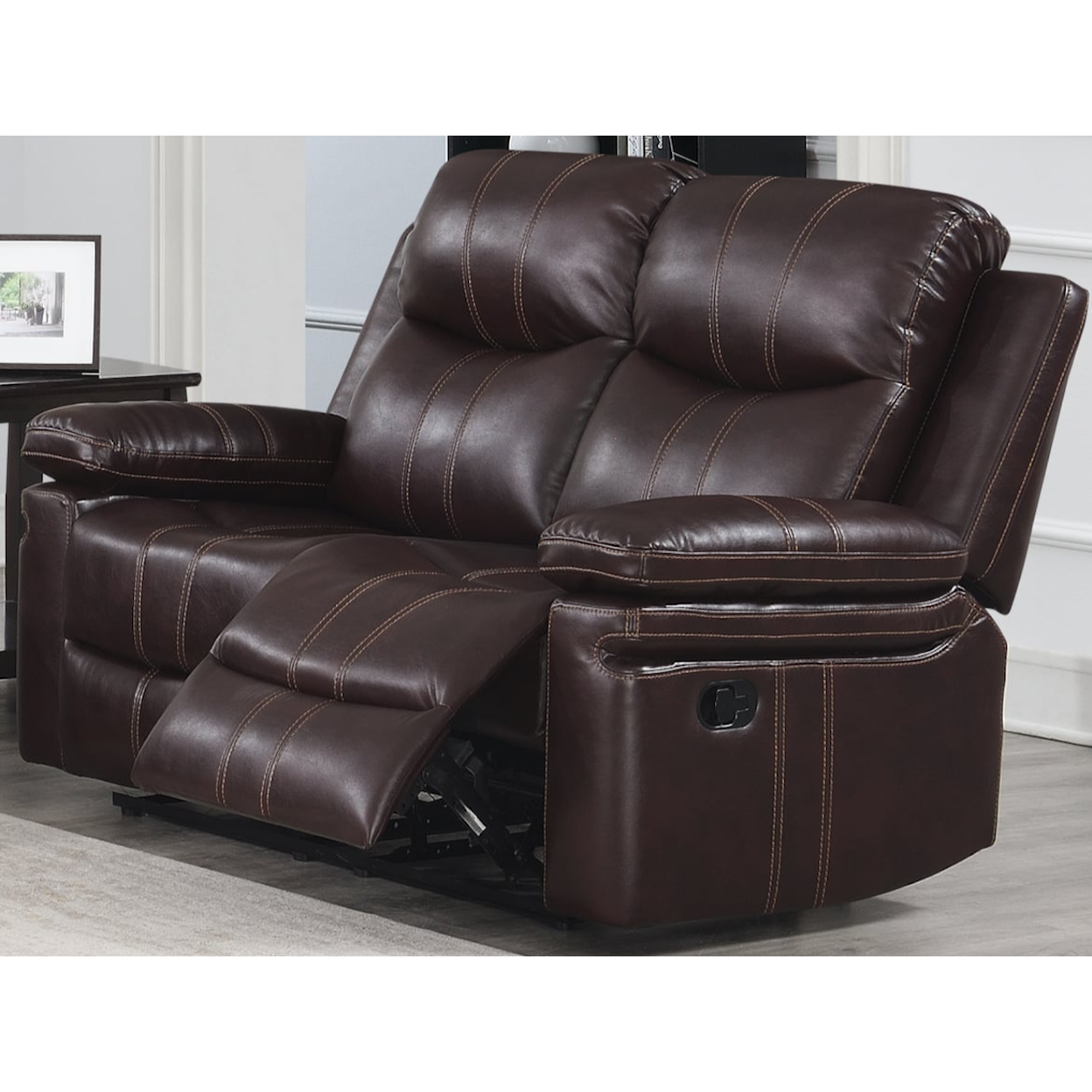 New Classic Kellen Kellen Loveseat W/ Dual Recliners-Brown