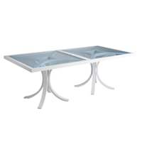 Outdoor Coastal Rectangular Dining Table with Blue Glass Top