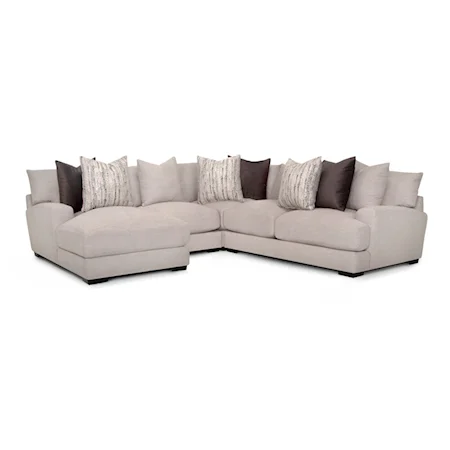Contemporary 4-Piece Sectional Sofa with Wide Chaise