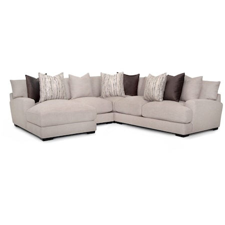 Contemporary 4-Piece Sectional Sofa with Wide Chaise