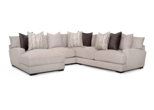 Contemporary 4-Piece Sectional Sofa with Wide Chaise