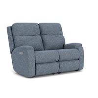 Transitional Power Reclining Loveseat with Power Headrests and Lumbar