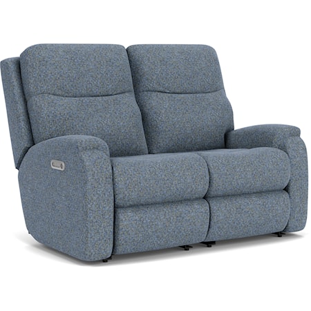 Transitional Power Reclining Loveseat with Power Headrests and Lumbar