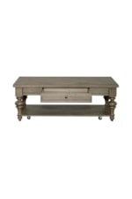 Liberty Furniture Americana Farmhouse Transitional Rectangular Cocktail Table with Hidden Storage