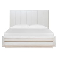 Glam Upholstered California King Panel Bed with Low-Profile Footboard