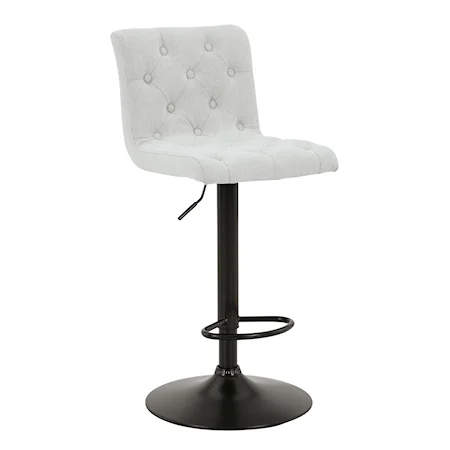 Transitional Adjustable Bar Height Bar Stool with Tufting