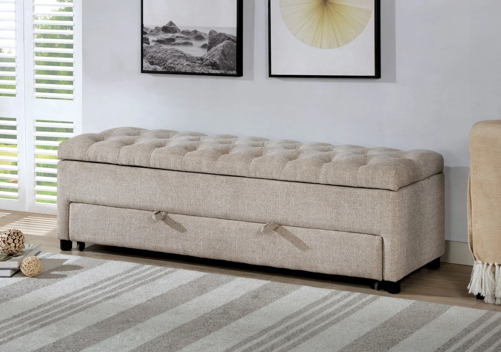 Aguda Transitional Upholstered Storage Bench with Lift Seat | Household  Furniture | Bench - Accent Bench