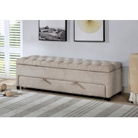 Transitional Upholstered Storage Bench with Lift Seat