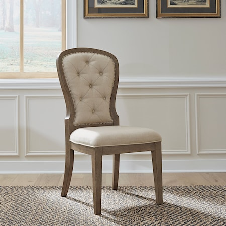 Transitional Upholstered Side Chair with Tufted Back