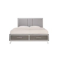 Contemporary King Panel Storage Bed with Two Tone Finish