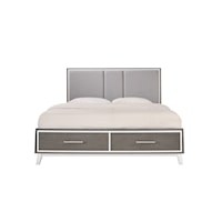 Contemporary Queen Panel Storage Bed with Two Tone Finish