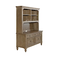 Transitional Credenza & Hutch Set with Built-in Lighting