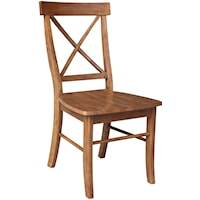 Transitional X-Back Dining Chair in Bourbon Oak
