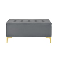 Transitional Storage Bench with Grid-Tufted Seat in Charcoal