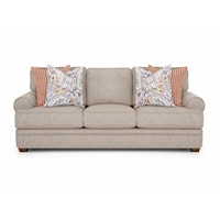 Transitional Stationary Sofa with Rolled Armrests