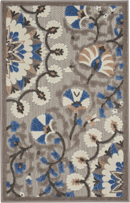 2'8" x 4' Grey/Multi Rectangle Rug