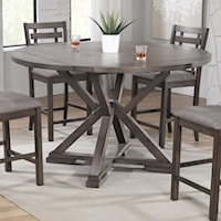 Rustic Counter-Height 60" Round Tall Table w/ Lazy Susan and Drop Leaves