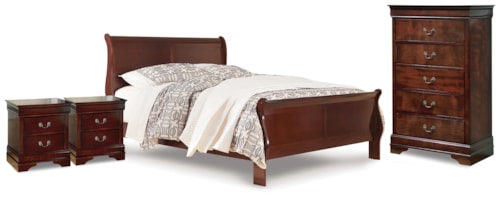 Queen Sleigh Bed, Chest And 2 Nightstands
