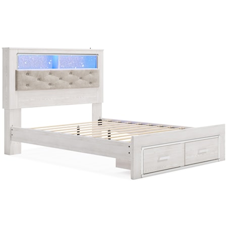 Queen Storage Bed with Uph Bookcase Hdbd