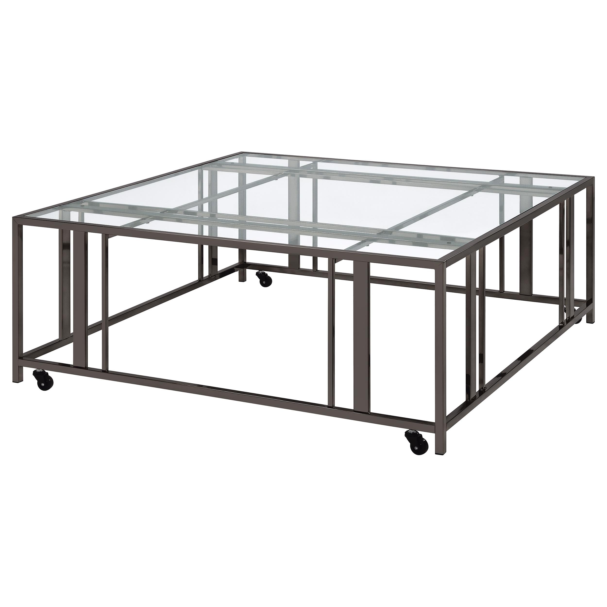 Adri Glass Top Coffee Table w/ Casters