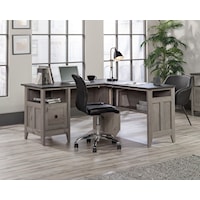 Transitional L-Shaped Desk with 1-File Drawer & Open Storage Shelves