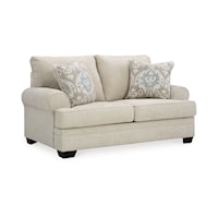 Contemporary Loveseat with Rolled Armrests