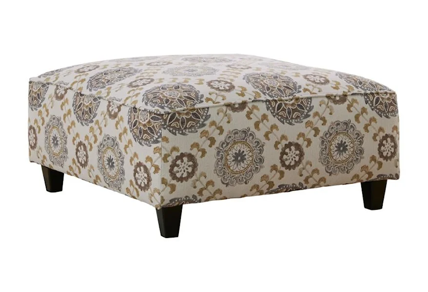 4250 CROSSROADS MINK Medallion Cocktail Ottoman with Wooden Legs by Fusion Furniture at Z & R Furniture