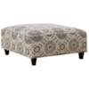 Fusion Furniture 4250 CROSSROADS MINK Medallion Cocktail Ottoman with Wooden Legs