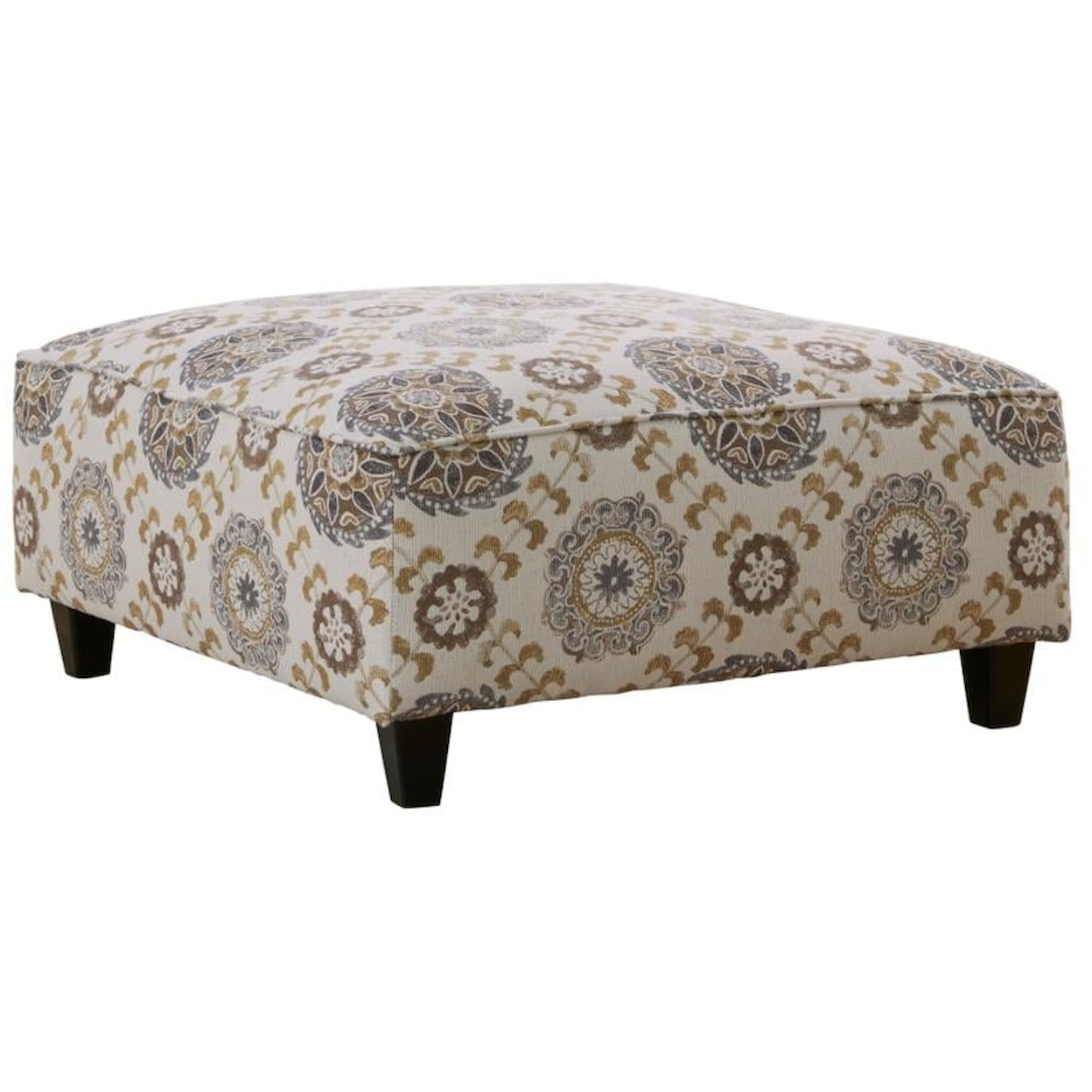 VFM Signature 4250 CROSSROADS MINK Medallion Cocktail Ottoman with Wooden Legs