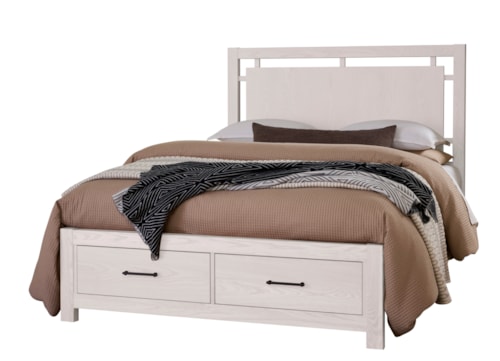 Transitional Queen Floating Panel Bed with Footboard Storage