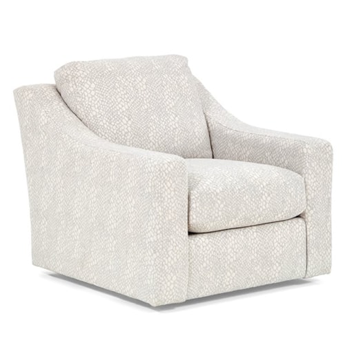 Transitional Swivel Club Chair with Sloped Arms