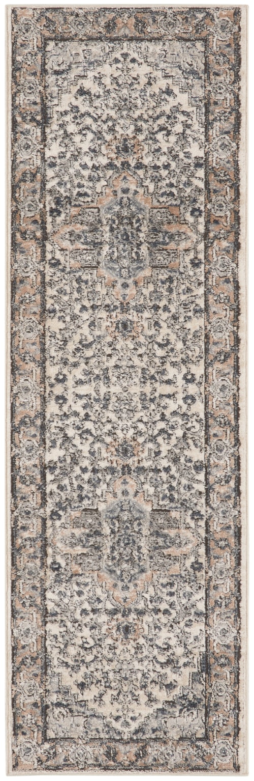 2'2" x 7'6" Ivory/Grey Runner Rug
