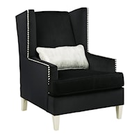 Black Fabric Wing Back Accent Chair