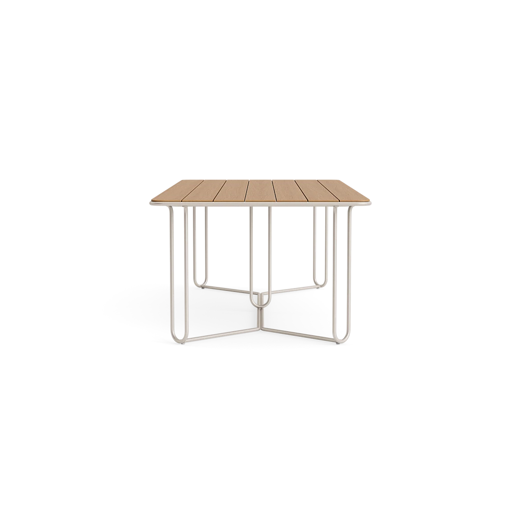 97" Rect. Aluminum Dining Table w/Teak Top