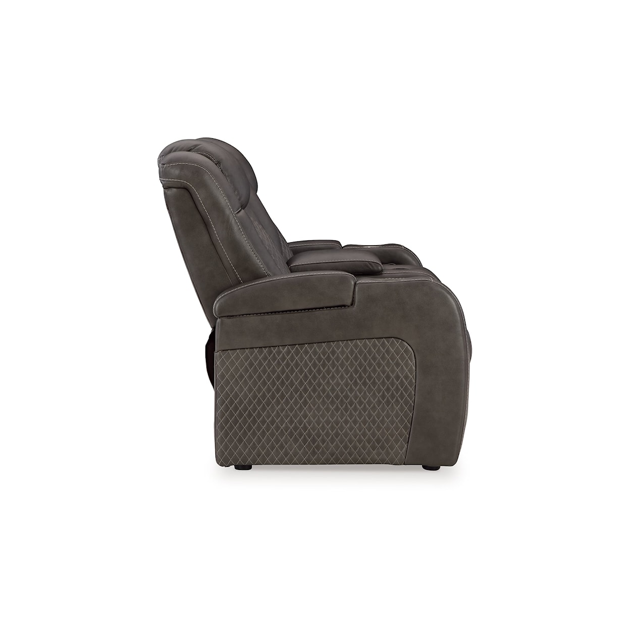 Signature Fyne-Dyme Power Reclining Loveseat With Console