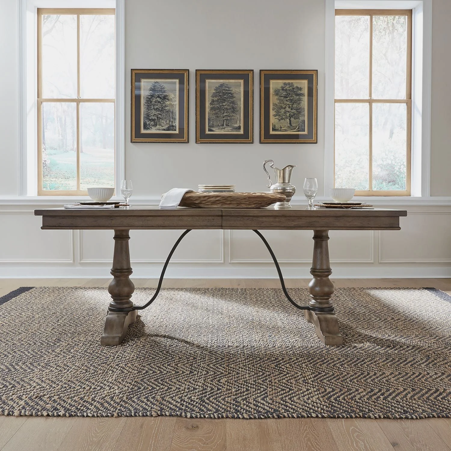 Liberty Furniture Americana Farmhouse 615 Dr Trs Transitional Rectangular Trestle Dining Table 5600